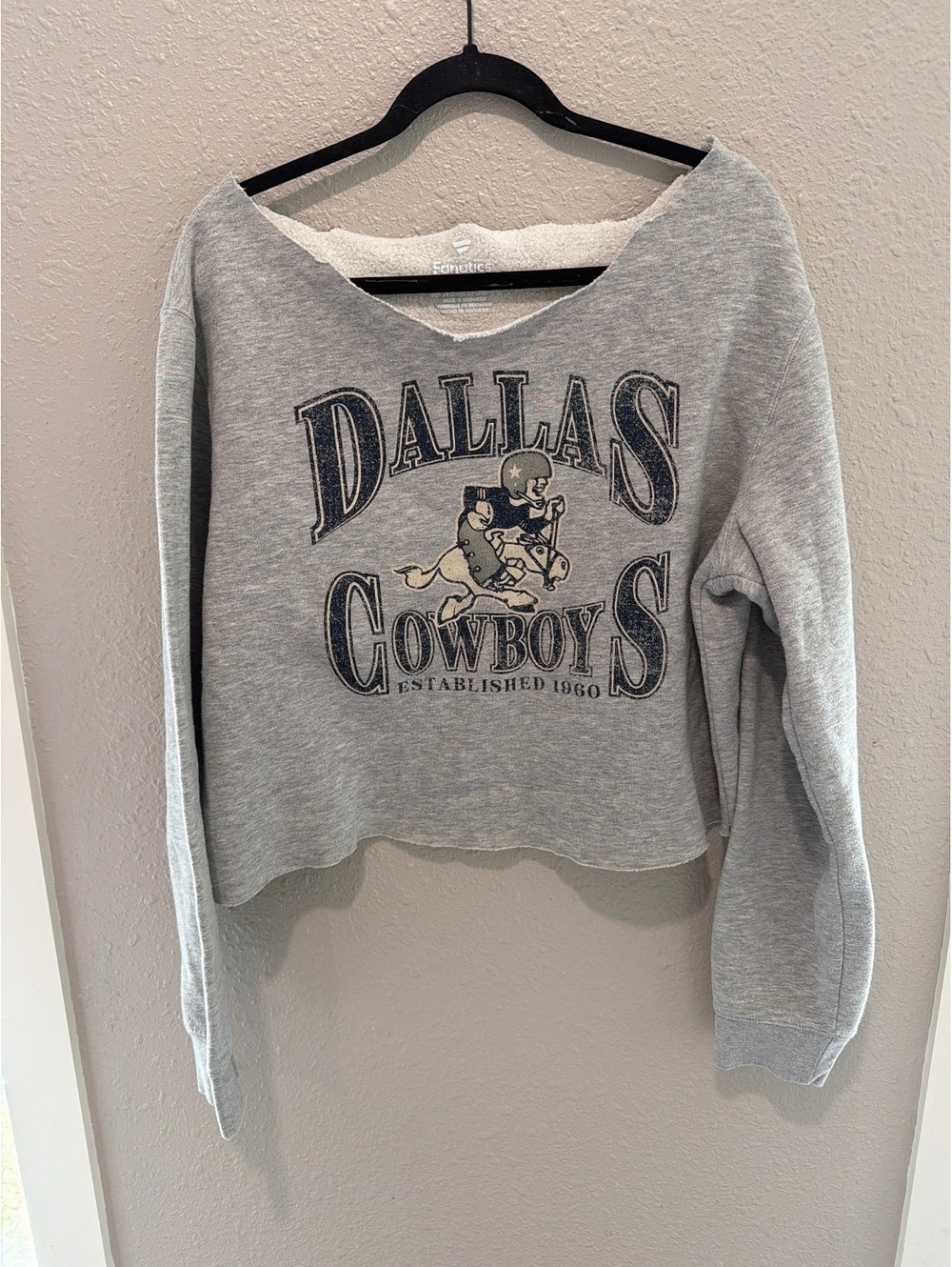 Fanatics Dallas Cowboys Gray Cropped Sweatshirt Size Large